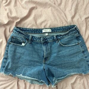Abercrombie & Fitch Blue Denim Frayed Hem Shorts